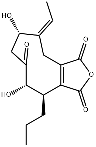 (4R,5R,8R)-9-エチリデン-4,5,7,8,9,10-ヘキサヒドロ-5,8-ジヒドロキシ-4-プロピル-1H-シクロノナ[c]フラン-1,3,6-トリオン 化学構造式
