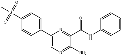 3-氨基-6-[4-(甲基磺酰基)苯基]-N-苯基-2-吡嗪甲酰胺, 1232410-49-9, 结构式