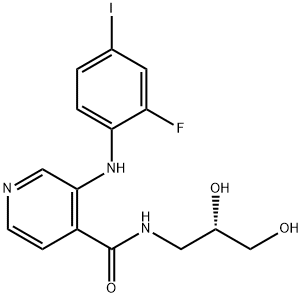 N-[(2S)-2,3-二羟基丙基]-3-[(2-氟-4-碘苯基)氨基]-4-吡啶甲酰胺 结构式