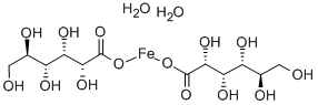 ビス(D-グルコン酸)鉄(II)·2水和物 化学構造式