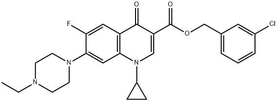 3-Quinolinecarboxylic acid, 1-cyclopropyl-7-(4-ethyl-1-piperazinyl)-6-fluoro-1,4-dihydro-4-oxo-, (3-chlorophenyl)Methyl ester Struktur