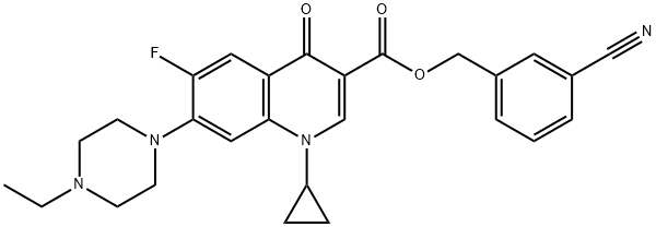 3-Quinolinecarboxylic acid, 1-cyclopropyl-7-(4-ethyl-1-piperazinyl)-6-fluoro-1,4-dihydro-4-oxo-, (3-cyanophenyl)Methyl ester Structure