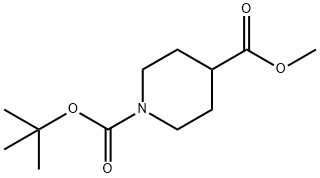 1-(tert-ブトキシカルボニル)-4-ピペリジンカルボン酸メチル 化学構造式