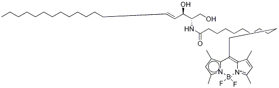 N-[11-(DIPYRROMETHENEBORON DIFLUORIDE)UNDECANOYL]-D-ERYTHRO-SPHINGOSINE;C11 TOPFLUOR CERAMIDE, 1246355-58-7, 结构式
