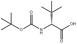 N-(tert-ブトキシカルボニル)-D-tert-ロイシン 化学構造式