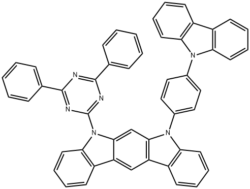 11-(4-(9H-carbazol-9-yl)phenyl)-12-(4,6-diphenyl-1,3,5-triaziN-2-yl)-11,12-dihydroindolo[2,3-a]carbazole Structure