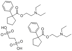 1-フェニルシクロペンタンカルボン酸2-(ジエチルアミノ)エチル·0.5(1,2-エタンジスルホン酸) 化学構造式