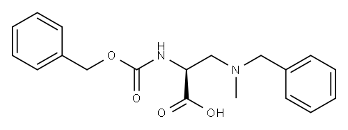 (S)-3-(ベンジル(メチル)アミノ)-2-(ベンジルオキシカルボニルアミノ)プロパン酸 化学構造式