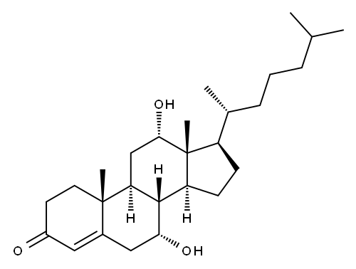 7α,12α-ジヒドロキシ-4-コレステン-3-オン 化学構造式