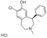 R-(-)-7-Chloro-8-hydroxy-3-methyl-1-phenyl-2,3,4,5-tetrahydro-1H-3-benzazepine, hydrochloride Structure