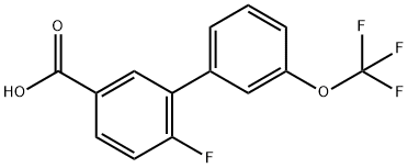 4-フルオロ-3-(3-トリフルオロメトキシフェニル)安息香酸 化学構造式