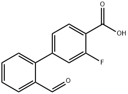 3-フルオロ-2'-ホルミル-[1,1'-ビフェニル]-4-カルボン酸 化学構造式