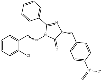(5Z)-3-[(2-chlorophenyl)methylideneamino]-5-[(4-nitrophenyl)methyliden e]-2-phenyl-imidazol-4-one Structure