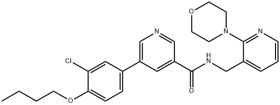 5-(4-丁氧基-3-氯苯基)-N-[[2-(4-吗啉)-3-吡啶基]甲基]-3-吡啶甲酰胺, 1266212-81-0, 结构式