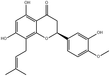 5,7,3'-三羟基-4'-甲氧基-8-异戊烯基黄烷酮 结构式