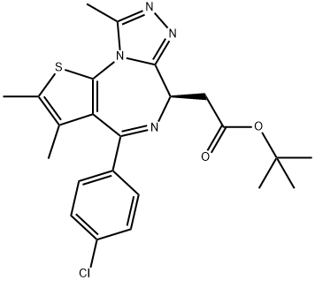 (R)-(-)-tert-Butyl 2-(4-(4-chlorophenyl)-2,3,9-trimethyl-6H-thieno[3,2-f][1,2,4]triazolo[4,3-a][1,4]diazepin-6-yl)acetate Struktur