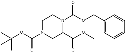 4-N-BOC-1-N-CBZ-ピペラジン-2-カルボン酸メチルエステル 化学構造式