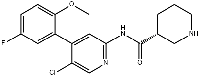 Piperidine-3-carboxylic acid [5-chloro-4-(5-fluoro-2-methoxy-phenyl)-pyridin-2-yl]-amide, 1269815-17-9, 结构式