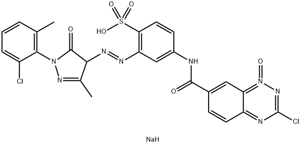 sodium 4-[[(3-chloro-1,2,4-benzotriazin-7-yl)carbonyl]amino]-2-[[1-(6-chloro-o-tolyl)-4,5-dihydro-3-methyl-5-oxo-1H-pyrazol-4-yl]azo]benzenesulphonate N4-oxide 结构式