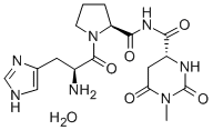 L-Prolinamide, N-((hexahydro-1-methyl-2,6-dioxo-4-pyrimidinyl)carbonyl )-L-histidyl-, (R)-, hydrate Structure