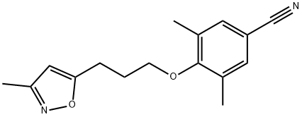 3,5-DIMETHYL-4-[3-(3-METHYLISOXAZOL-5-YL)PROPOXY]BENZONITRILE, 130226-18-5, 结构式