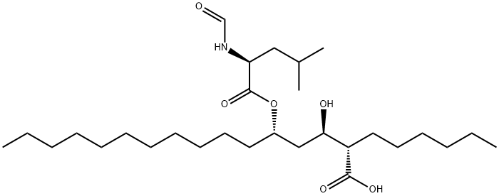 (2S,3R,5S)-5-[(N-ホルミル-L-ロイシル)オキシ]-2-ヘキシル-3-ヒドロキシヘキサデカン酸 (ORLISTAT IMPURITY) 化学構造式
