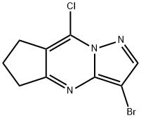 3-ブロモ-8-クロロ-6,7-ジヒドロ-5H-シクロペンタ[D]-ピラゾロ[1,5-A]ピリミジン 化学構造式