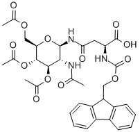 N-(9-芴甲氧羰基)-N'-(2-乙酰氨基-2-脱氧-3,4,6-三-O-乙酰基-BETA-D-吡喃葡萄糖基)-L-天冬酰胺 结构式