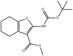 2-((TERT-ブチルトキシカルボニル)アミノ)-4,5,6,7-テトラヒドロベンゾ[B]チオフェン-3-カルボン酸メチル 化学構造式