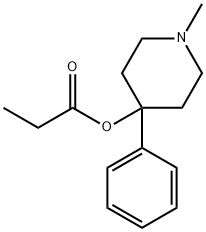 1-メチル-4-フェニル-4-(プロピオニルオキシ)ピペリジン 化学構造式