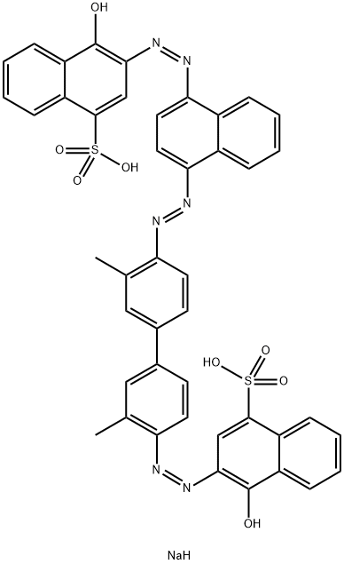 4-Hydroxy-3-[[4'-[[4-[(1-hydroxy-4-sodiosulfo-2-naphthalenyl)azo]-1-naphthalenyl]azo]-3,3'-dimethyl[1,1'-biphenyl]-4-yl]azo]naphthalene-1-sulfonic acid sodium salt 结构式