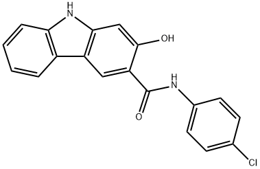 N-(4-クロロフェニル)-2-ヒドロキシ-9H-カルバゾール-3-カルボアミド 化学構造式