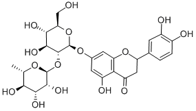 (S)-7-[[2-O-(6-デオキシ-α-L-マンノピラノシル)-β-D-グルコピラノシル]オキシ]-2-(3,4-ジヒドロキシフェニル)-2,3-ジヒドロ-5-ヒドロキシ-4H-1-ベンゾピラン-4-オン 化学構造式