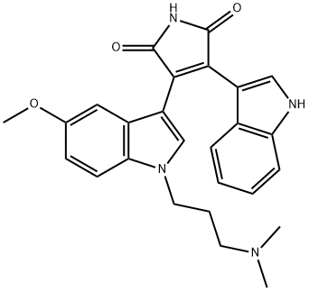 3-[1-[3-(二甲基氨基)丙基]-5-甲氧基-1H-吲哚-3-基]-4-(1H-吲哚-3-基)-1H-吡咯-2,5-二酮, 133053-19-7, 结构式