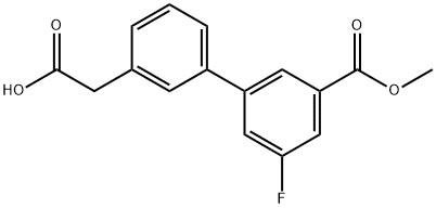 2-(3'-フルオロ-5'-(メトキシカルボニル)-[1,1'-ビフェニル]-3-イル)酢酸 化学構造式