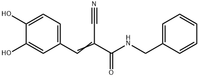 2-シアノ-3-(3,4-ジヒドロキシフェニル)-N-ベンジルアクリルアミド 化学構造式