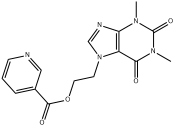 3-ピリジンカルボン酸2-[(2,3,6,7-テトラヒドロ-1,3-ジメチル-2,6-ジオキソ-1H-プリン)-7-イル]エチル 化学構造式