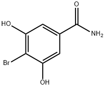 4-ブロモ-3,5-ジヒドロキシベンズアミド 化学構造式
