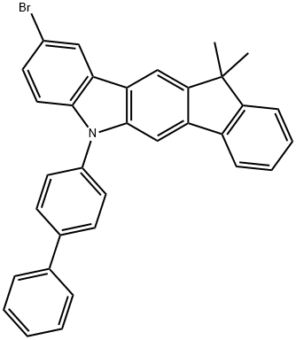 5-联苯-4-基-2-溴-5,11-二氢-11,11-二甲基-茚并[1,2-B]咔唑, 1343492-86-3, 结构式