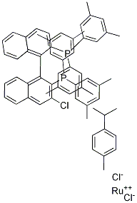 Chloro{(S)-(-)-2,2'-bis[di(3,5-xylyl)phosphino]-1,1'-binaphthyl}(p-cymene)ruthenium(II)chloride Structure