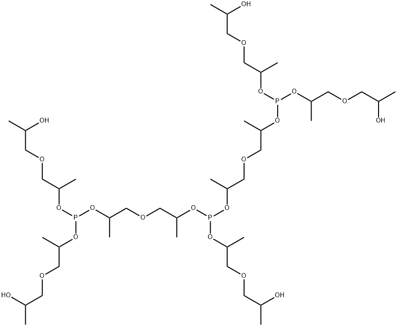 bis[13-hydroxy-7-[2-(2-hydroxypropoxy)-1-methylethoxy]-1,5,9-trimethyl-3,6,8,11-tetraoxa-7-phosphatetradec-1-yl][2-(2-hydroxypropoxy)-1-methylethyl]phosphine Structure