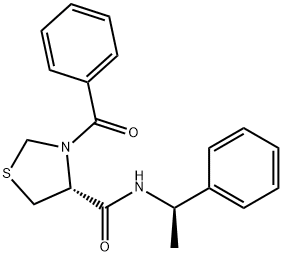 (4R)-3-ベンゾイル-N-[(1R)-1-フェニルエチル]チアゾリジン-4-カルボアミド 化学構造式