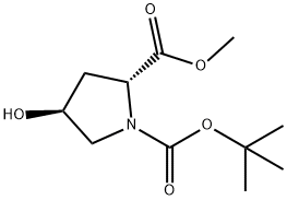 4-ヒドロキシピロリジン-1,2-ニカルボン酸(2R,4S)-1-TERT-ブチル2-メチル 化学構造式