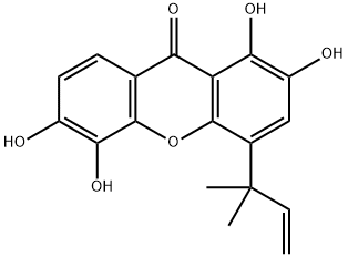 1,2,5,6-Tetrahydroxy-4-(1,1-dimethyl-2-propenyl)-9H-xanthene-9-one Structure