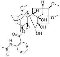 4-[2-(アセチルアミノ)ベンゾイルオキシ]-20-エチル-1α,14α,16β-トリメトキシアコニタン-7,8,9-トリオール 化学構造式