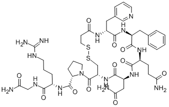 3-MERCAPTOPROPIONYL-BETA-3-PYRIDYL-D-ALA-PHE-GLN-ASN-CYS-PRO-ARG-GLY-NH2 Structure
