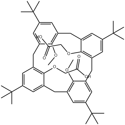 O(1),O(3)-双(羧基甲基)-O(2),O(4)-二甲基对叔丁基杯芳烃, 136157-98-7, 结构式