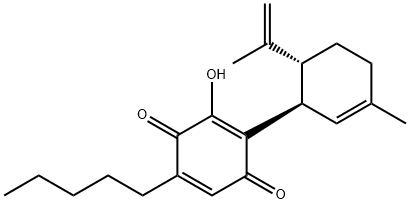 3-ヒドロキシ-2-[(1R,6R)-3-メチル-6-(1-メチルエテニル)-2-シクロヘキセニル]-5-ペンチル-2,5-シクロヘキサジエン-1,4-ジオン 化学構造式