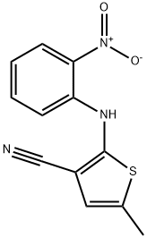 5-メチル-2-(2-ニトロアニリノ)-3-チオフェンカルボニトリル 化学構造式