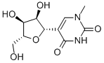 (-)-1-メチル-5-(β-D-リボフラノシル)-2,4(1H,3H)-ピリミジンジオン 化学構造式